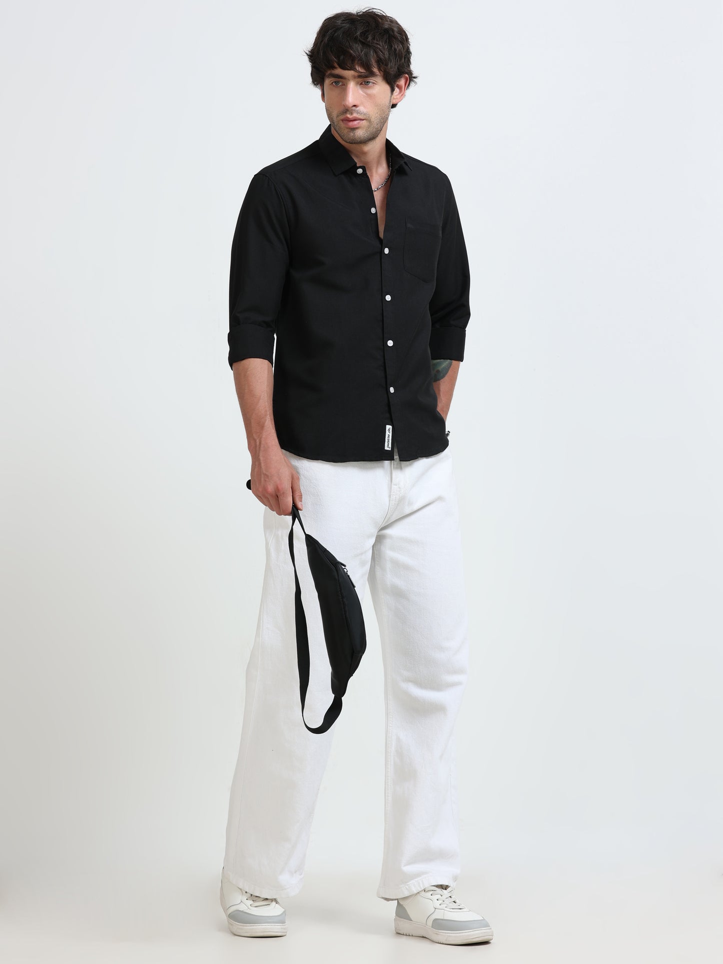 Men’s Premium Black Casual Shirt – Modern Fit Lightweight Smart Casual Shirt