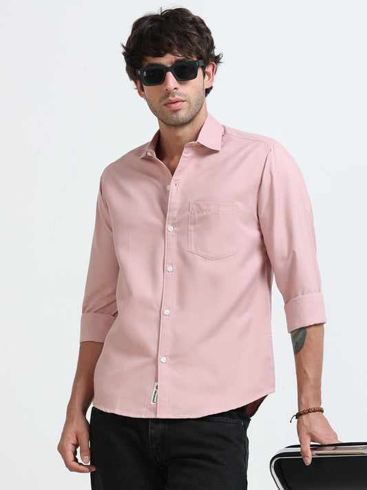 Men’s Premium Pink Shirt – Modern Fit Lightweight Smart Casual Shirt
