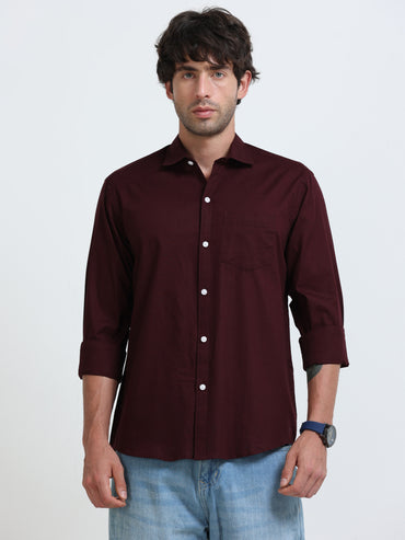 Men’s Premium Maroon Casual Shirt – Modern Fit Lightweight Smart Casual Shirt