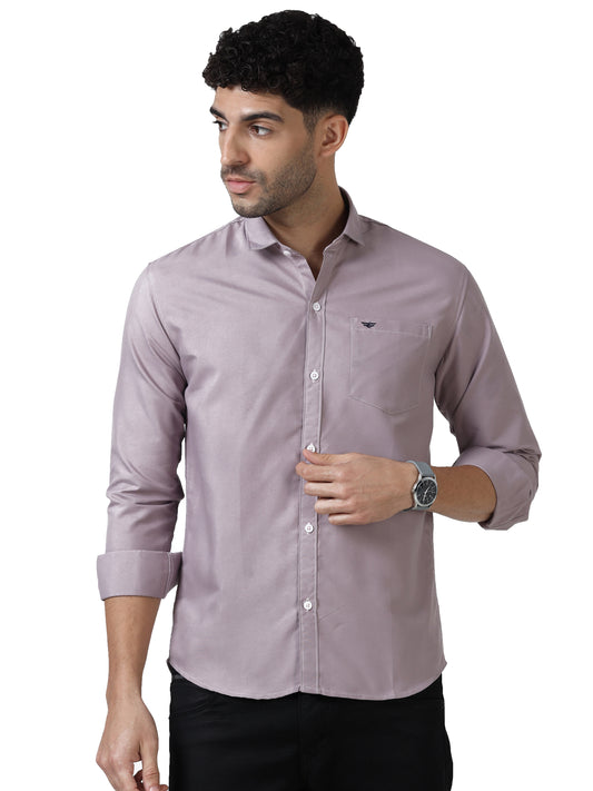 Cotton Spread Collar Shirt - Purple