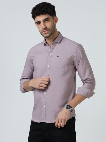 Cotton Spread Collar Shirt - Purple