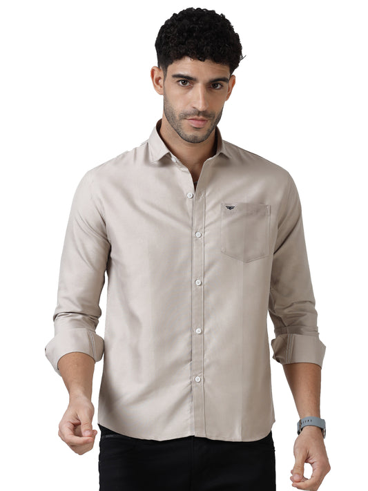 Cotton Spread Collar Shirt - Cream
