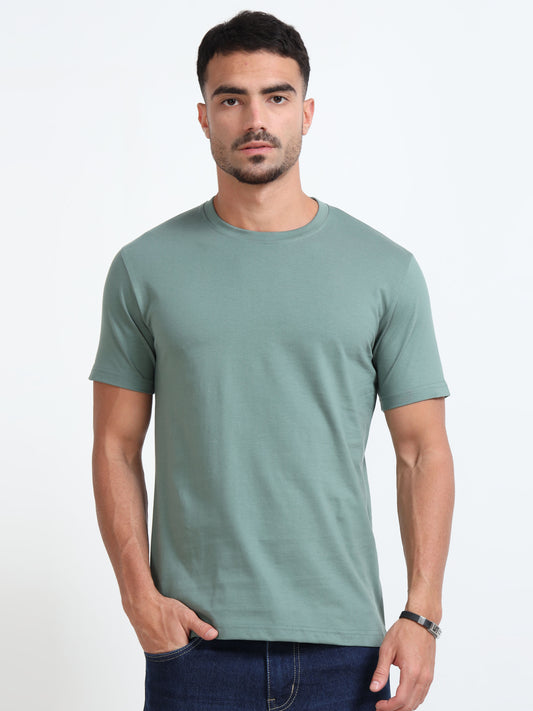 Cotton T-Shirt - muted sage green