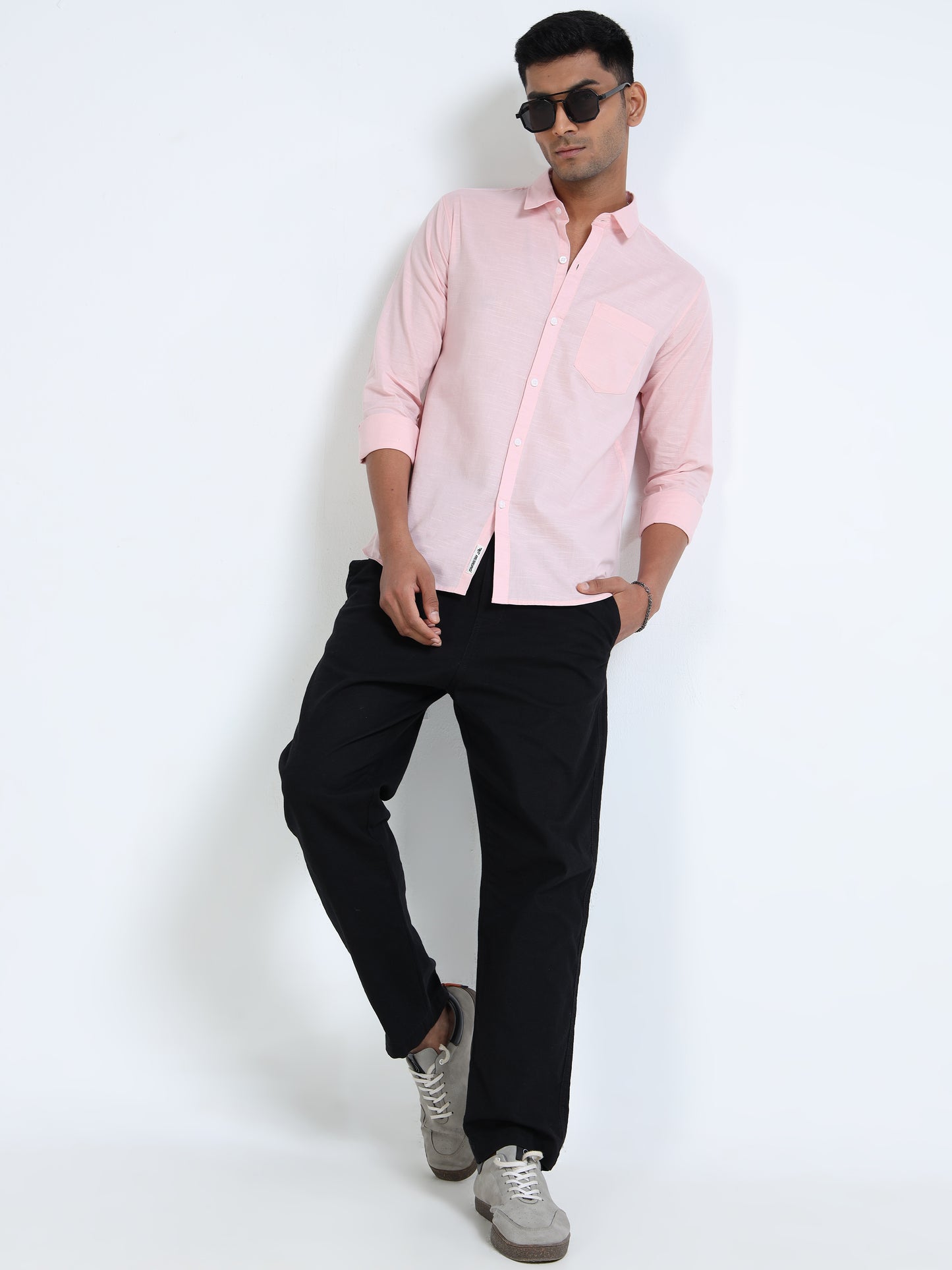 Men’s Classic Pink Linen Regular Collar Shirt – Lightweight Premium Summer Casual & Smart Style