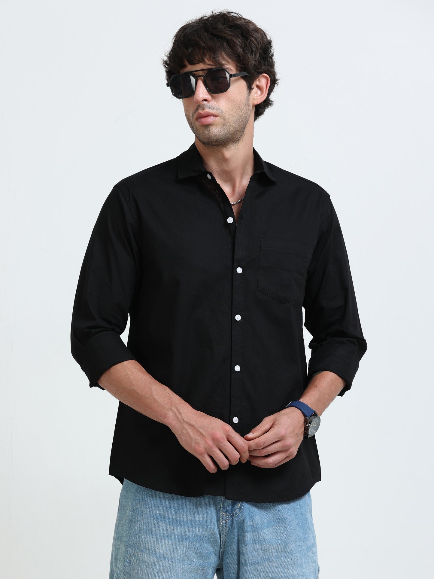 Men’s Classic Black Linen Regular Shirt Shirt – Lightweight Premium Summer Casual & Smart Style