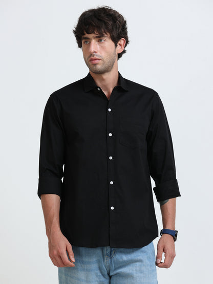 Men’s Classic Black Linen Regular Shirt Shirt – Lightweight Premium Summer Casual & Smart Style