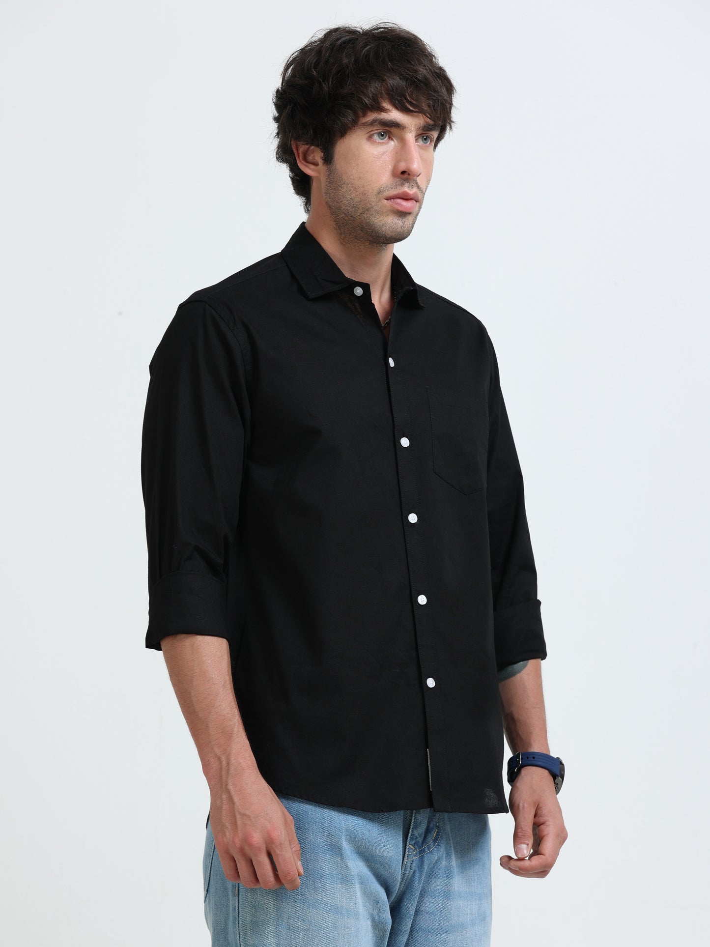 Men’s Classic Black Linen Regular Shirt Shirt – Lightweight Premium Summer Casual & Smart Style