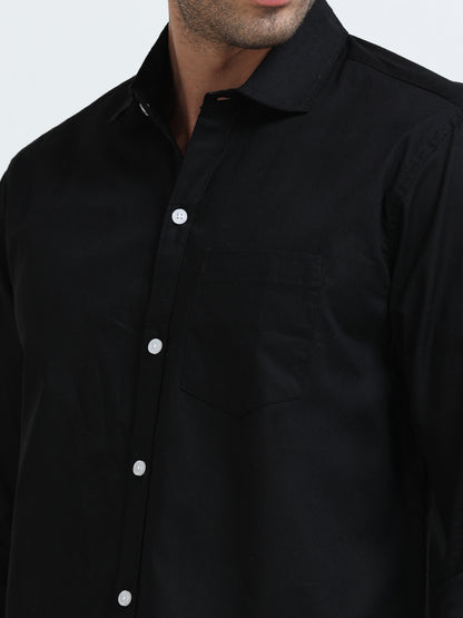 Men’s Classic Black Linen Regular Shirt Shirt – Lightweight Premium Summer Casual & Smart Style