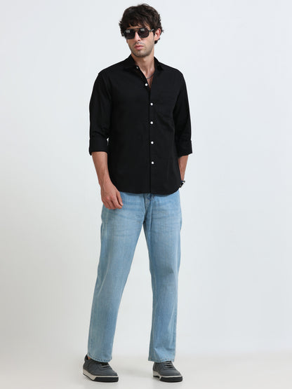 Men’s Classic Black Linen Regular Shirt Shirt – Lightweight Premium Summer Casual & Smart Style