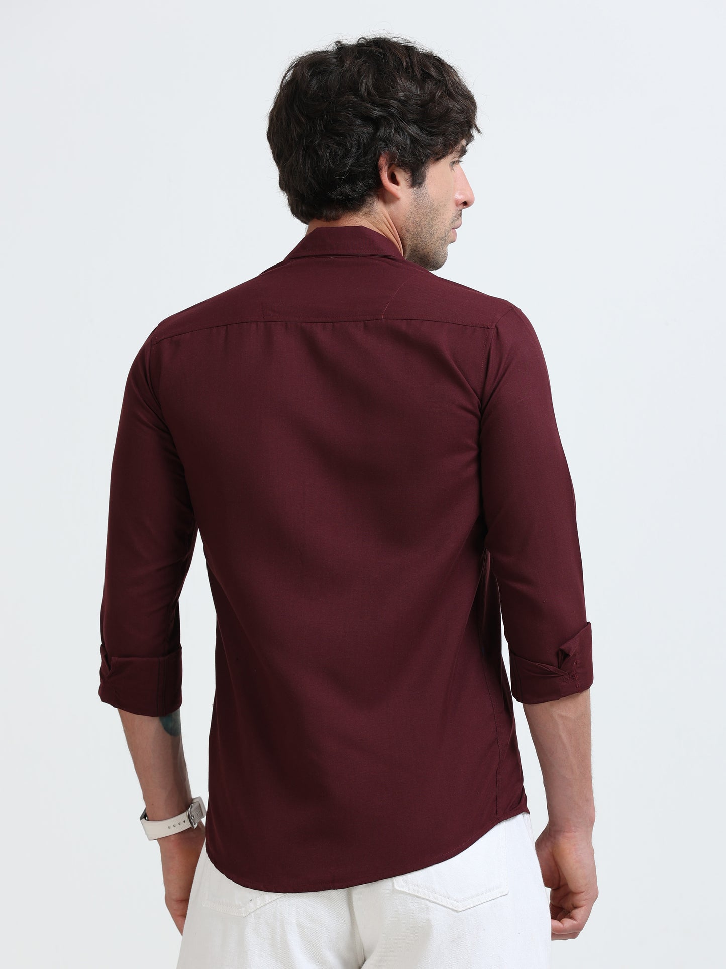 Men’s Classic Wine Linen Regular Collar  Shirt – Lightweight Premium Summer Casual & Smart Style