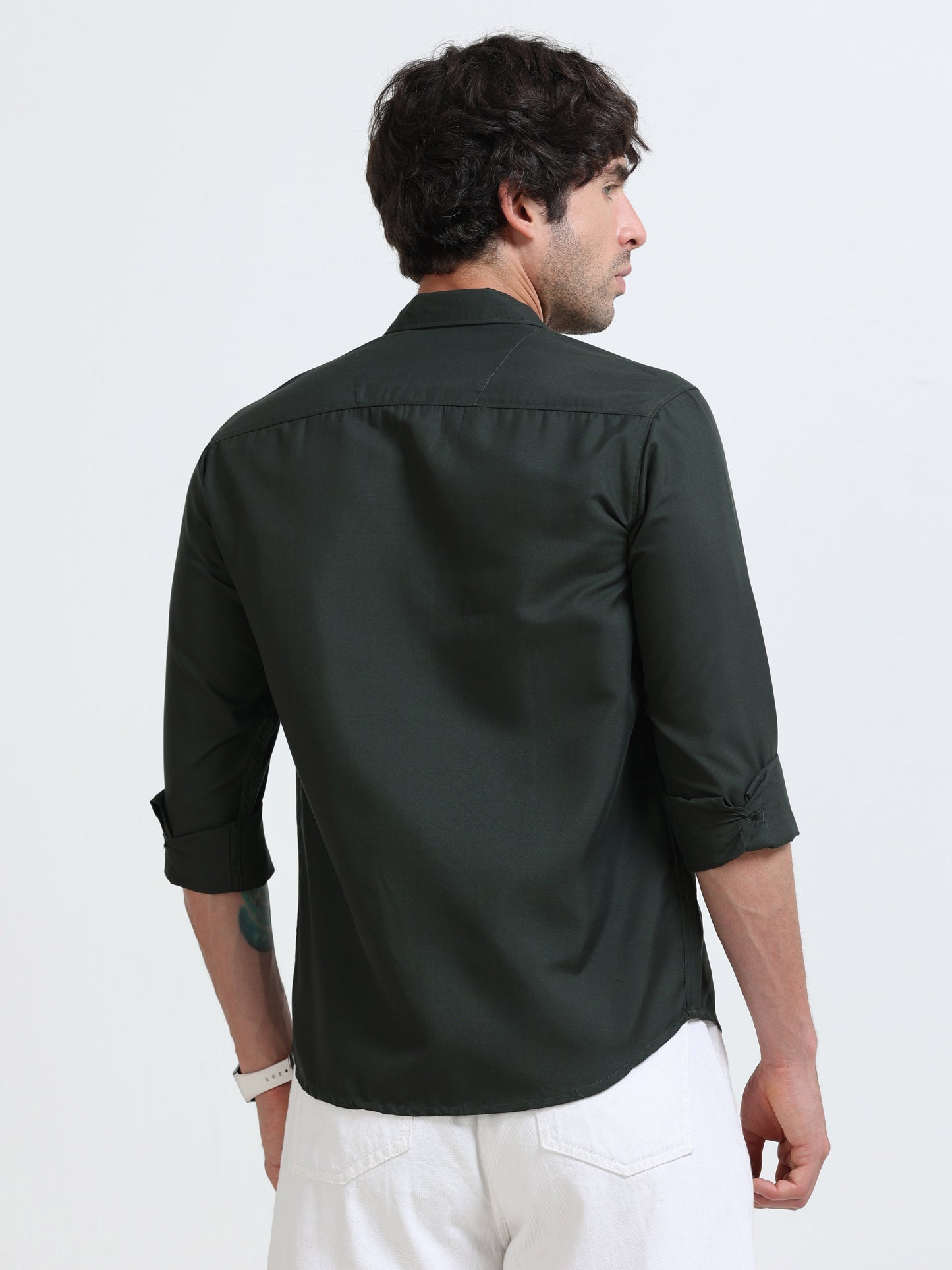 Men’s Premium Dark Green Casual Shirt – Modern Fit Lightweight Smart Casual Shirt