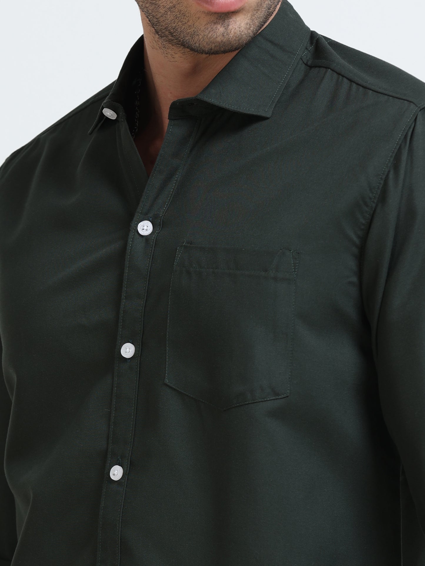 Men’s Premium Dark Green Casual Shirt – Modern Fit Lightweight Smart Casual Shirt