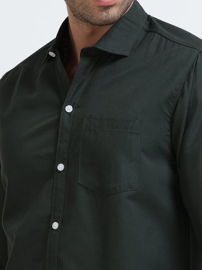 Men’s Premium Dark Green Casual Shirt – Modern Fit Lightweight Smart Casual Shirt