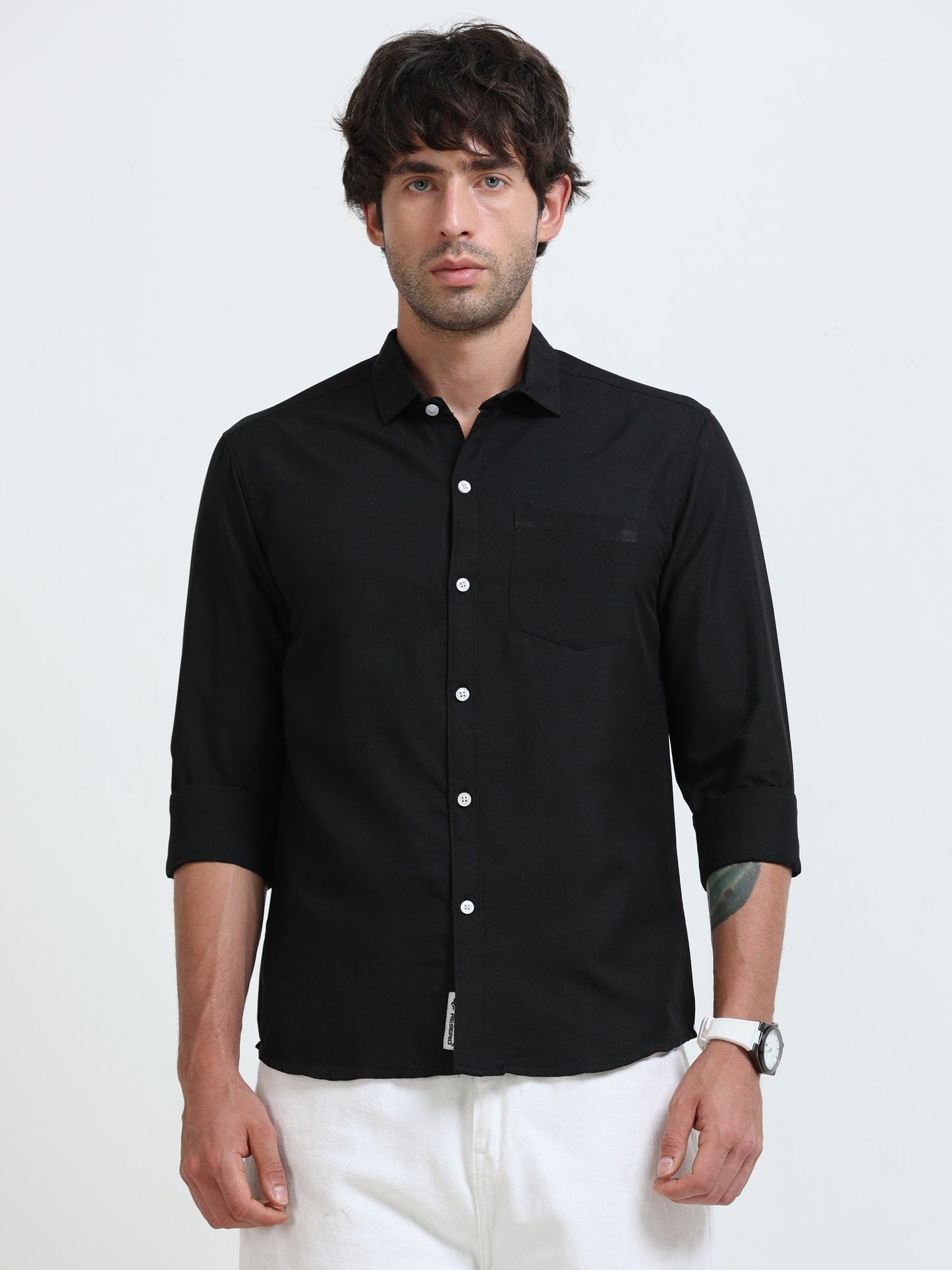 Men’s Premium Black Casual Shirt – Modern Fit Lightweight Smart Casual Shirt