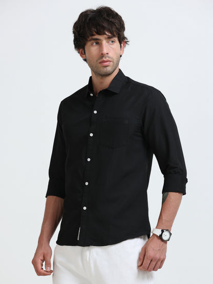 Men’s Premium Black Casual Shirt – Modern Fit Lightweight Smart Casual Shirt