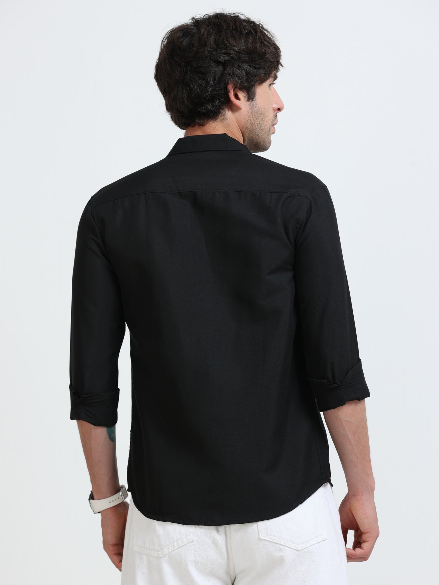 Men’s Premium Black Casual Shirt – Modern Fit Lightweight Smart Casual Shirt