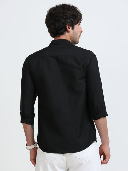 Men’s Premium Black Casual Shirt – Modern Fit Lightweight Smart Casual Shirt