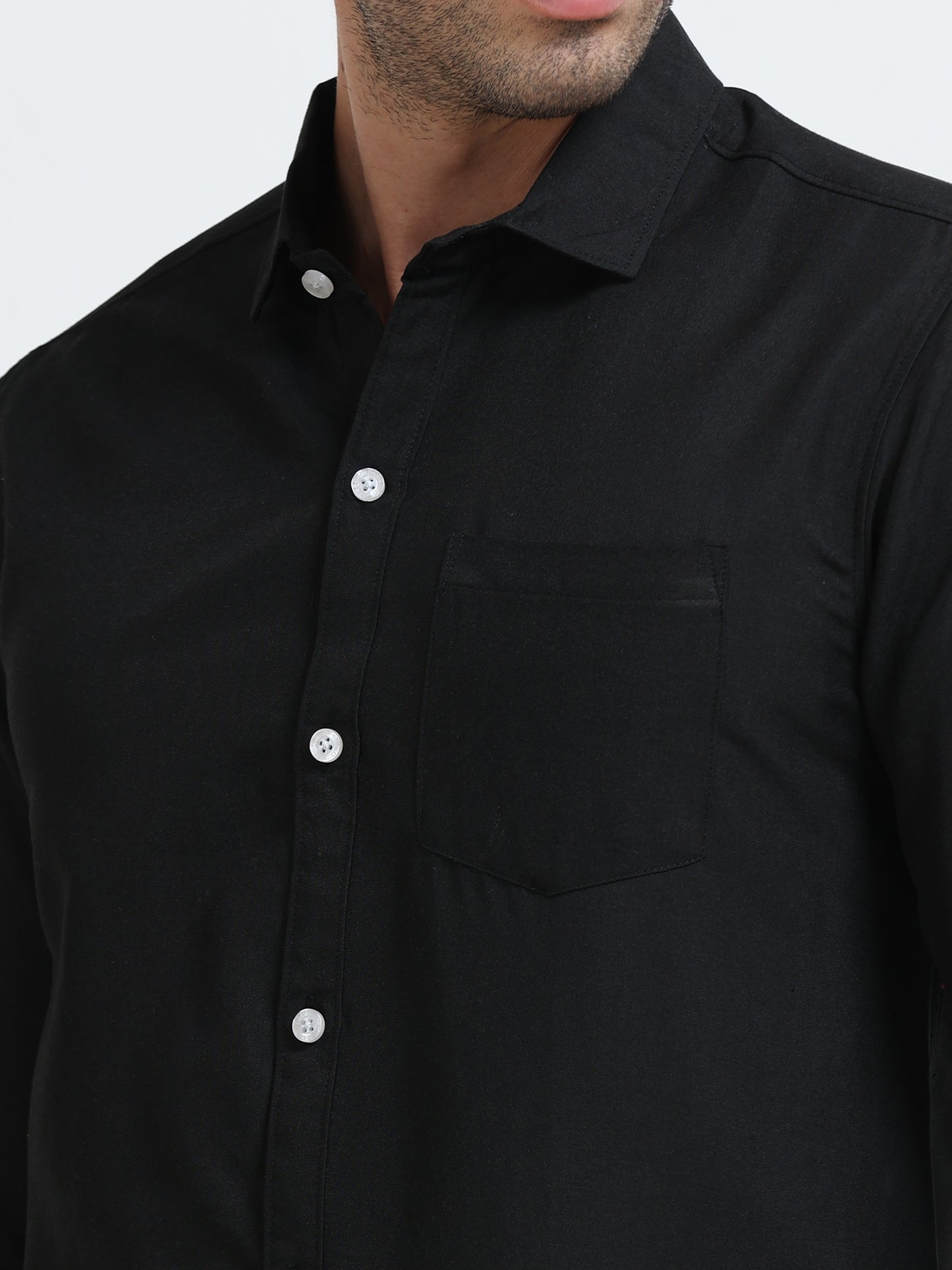 Men’s Premium Black Casual Shirt – Modern Fit Lightweight Smart Casual Shirt