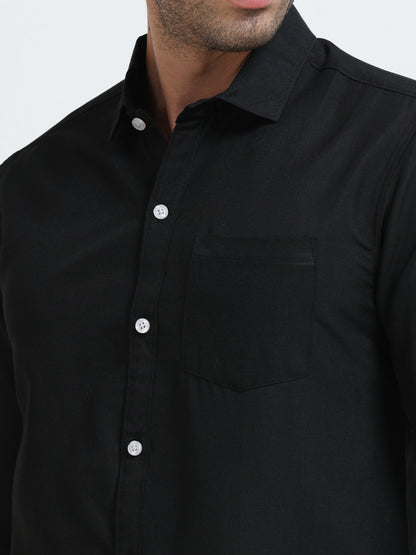 Men’s Premium Black Casual Shirt – Modern Fit Lightweight Smart Casual Shirt