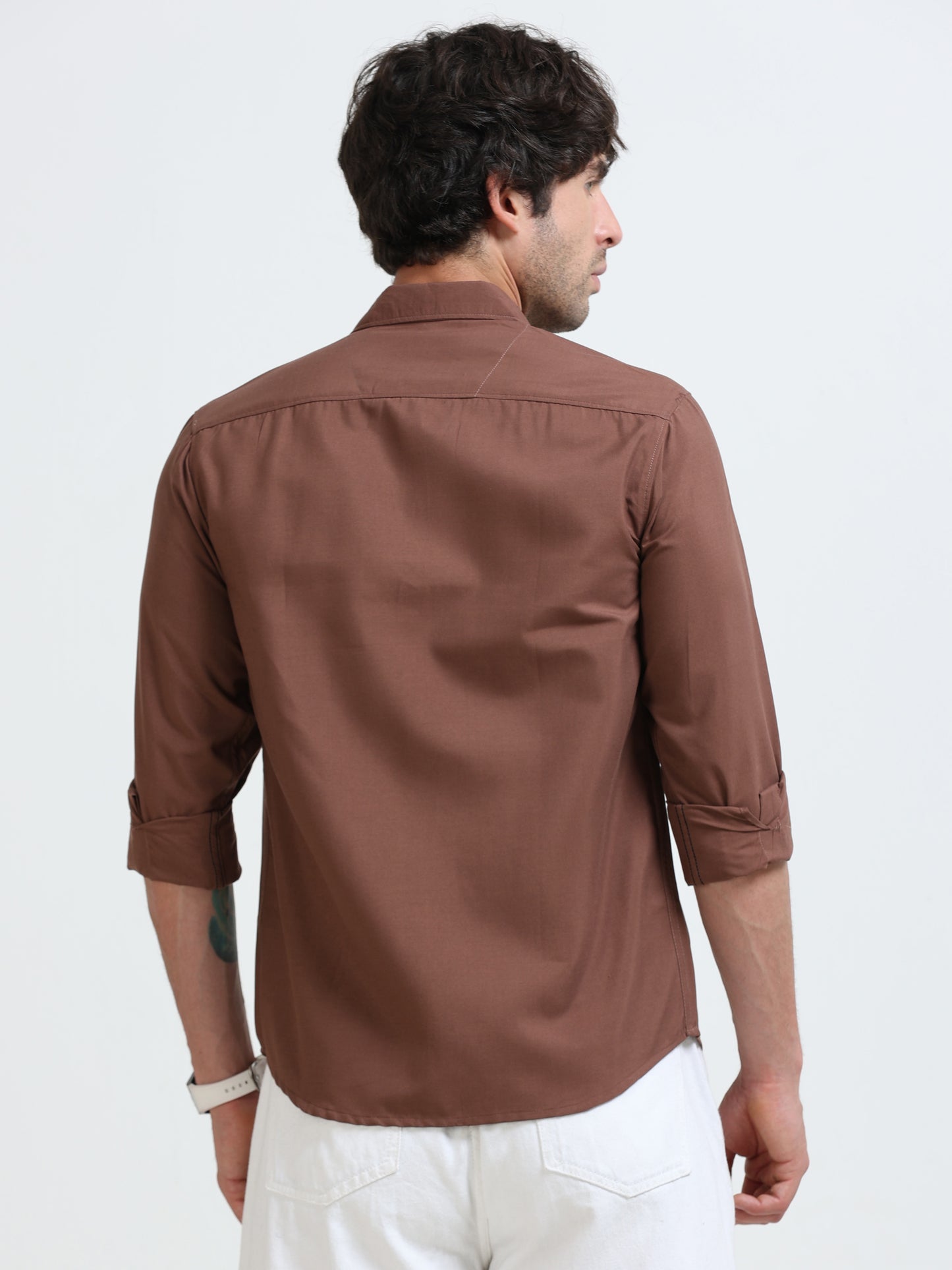 Men’s Premium Brown Casual Shirt – Modern Fit Lightweight Smart Casual Shirt
