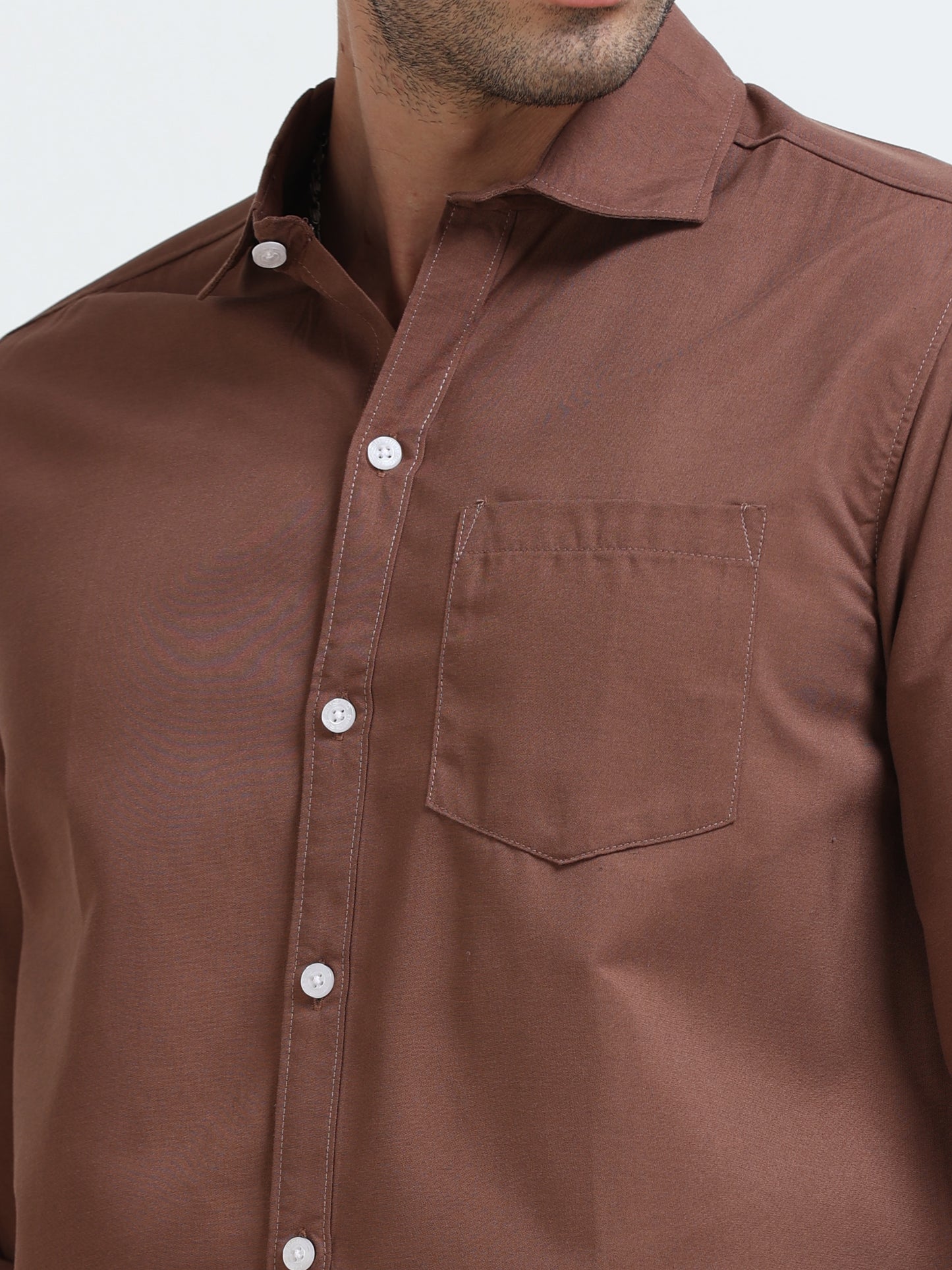Men’s Premium Brown Casual Shirt – Modern Fit Lightweight Smart Casual Shirt