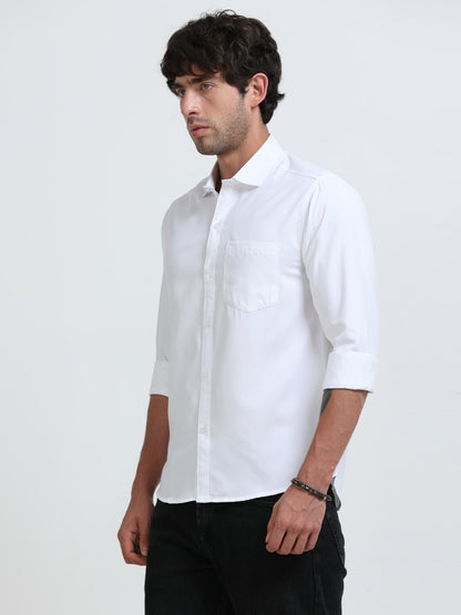 Men’s Premium White Casual Shirt – Modern Fit Lightweight Smart Casual Shirt