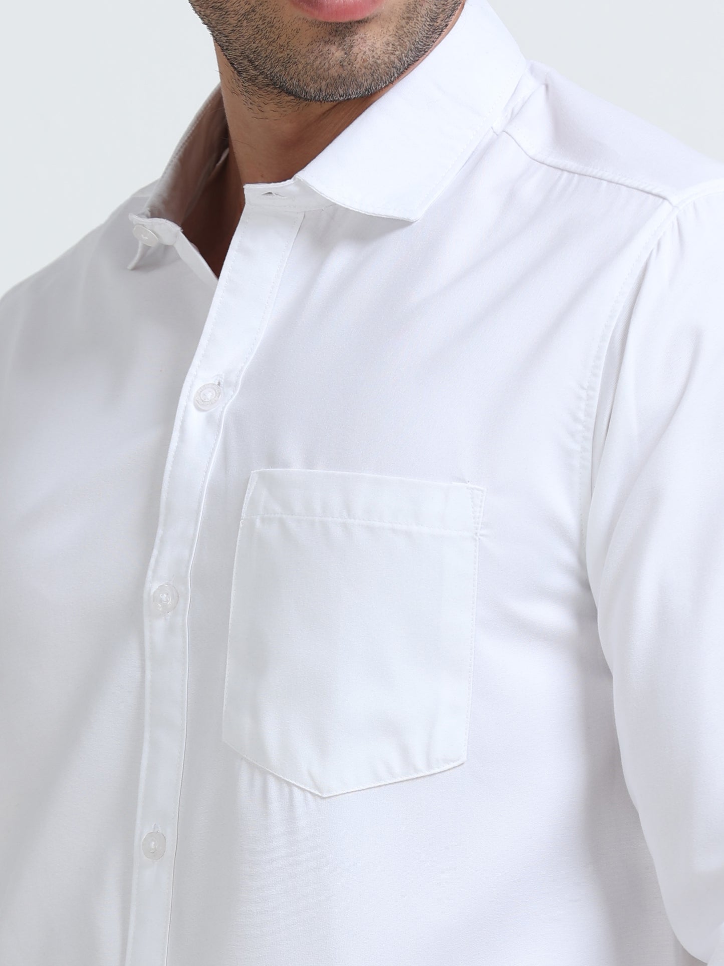 Men’s Premium White Casual Shirt – Modern Fit Lightweight Smart Casual Shirt