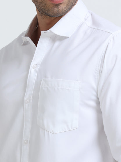 Men’s Premium White Casual Shirt – Modern Fit Lightweight Smart Casual Shirt