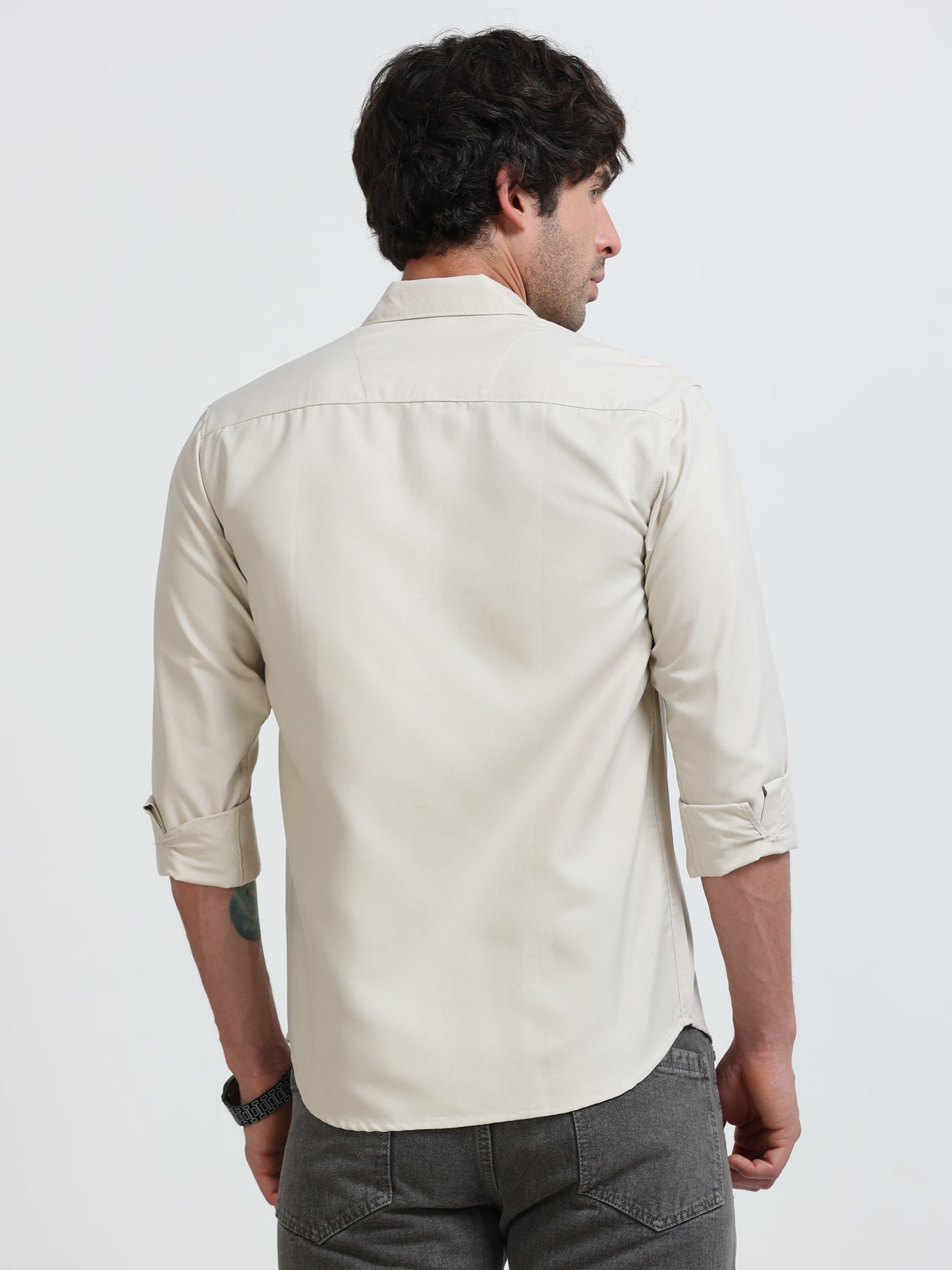 Men’s Premium Beige Casual Shirt – Modern Fit Lightweight Smart Casual Shirt