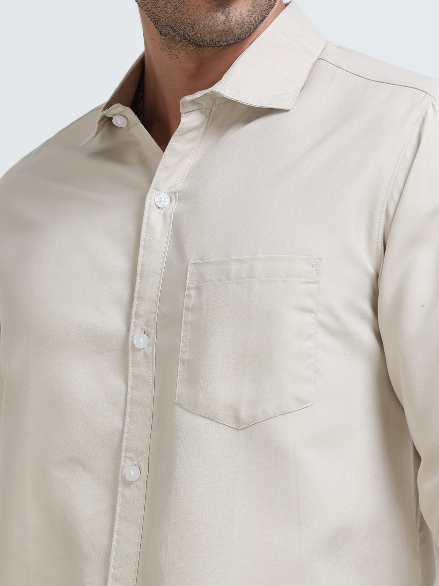 Men’s Premium Beige Casual Shirt – Modern Fit Lightweight Smart Casual Shirt