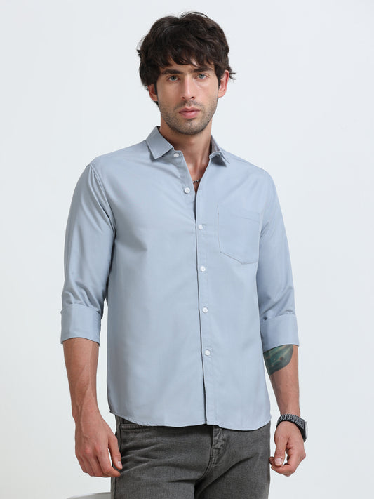 Men’s Premium Blue Casual Shirt – Modern Fit Lightweight Smart Casual Shirt