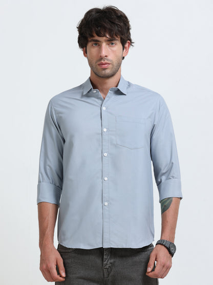 Men’s Premium Blue Casual Shirt – Modern Fit Lightweight Smart Casual Shirt