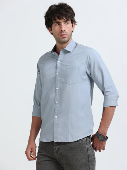 Men’s Premium Blue Casual Shirt – Modern Fit Lightweight Smart Casual Shirt