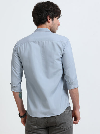 Men’s Premium Blue Casual Shirt – Modern Fit Lightweight Smart Casual Shirt