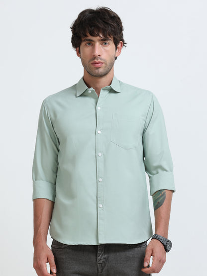 Men’s Premium Light Green Casual Shirt – Modern Fit Lightweight Smart Casual Shirt