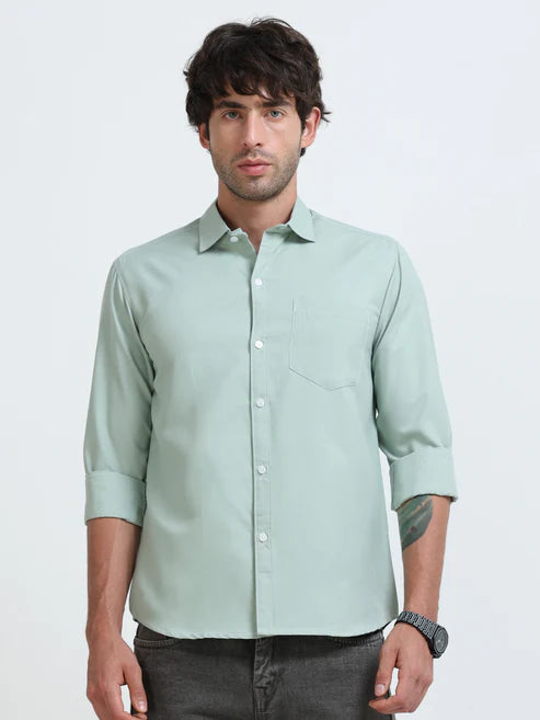 Men’s Classic Peacock Blue Linen Regular Collar Shirt – Lightweight Premium Summer Casual & Smart Style