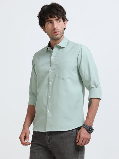 Men’s Premium Light Green Casual Shirt – Modern Fit Lightweight Smart Casual Shirt