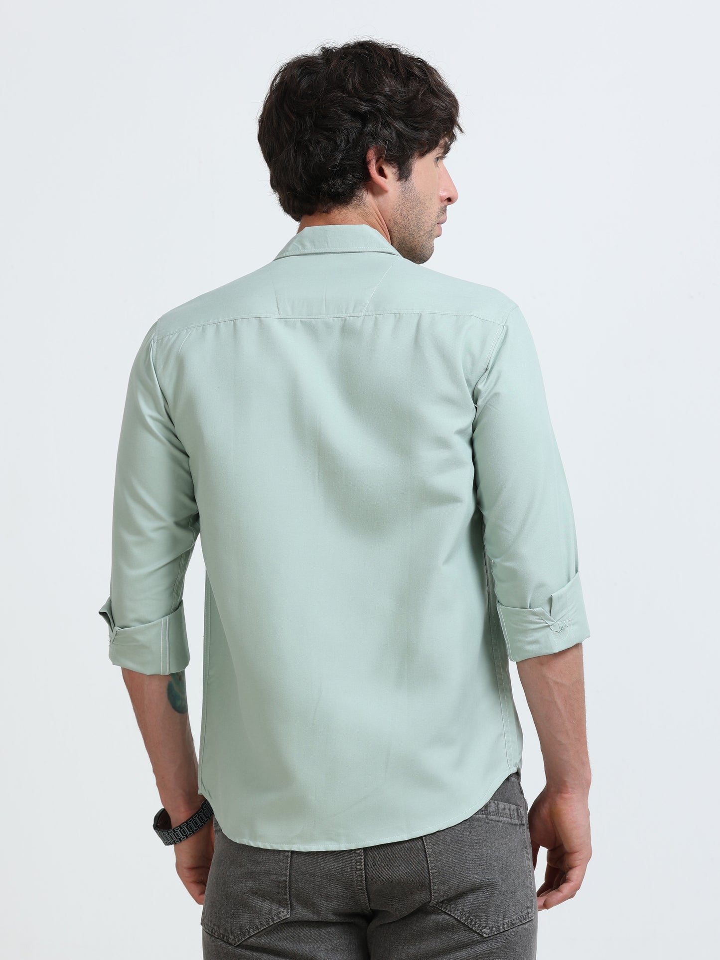 Men’s Premium Light Green Casual Shirt – Modern Fit Lightweight Smart Casual Shirt