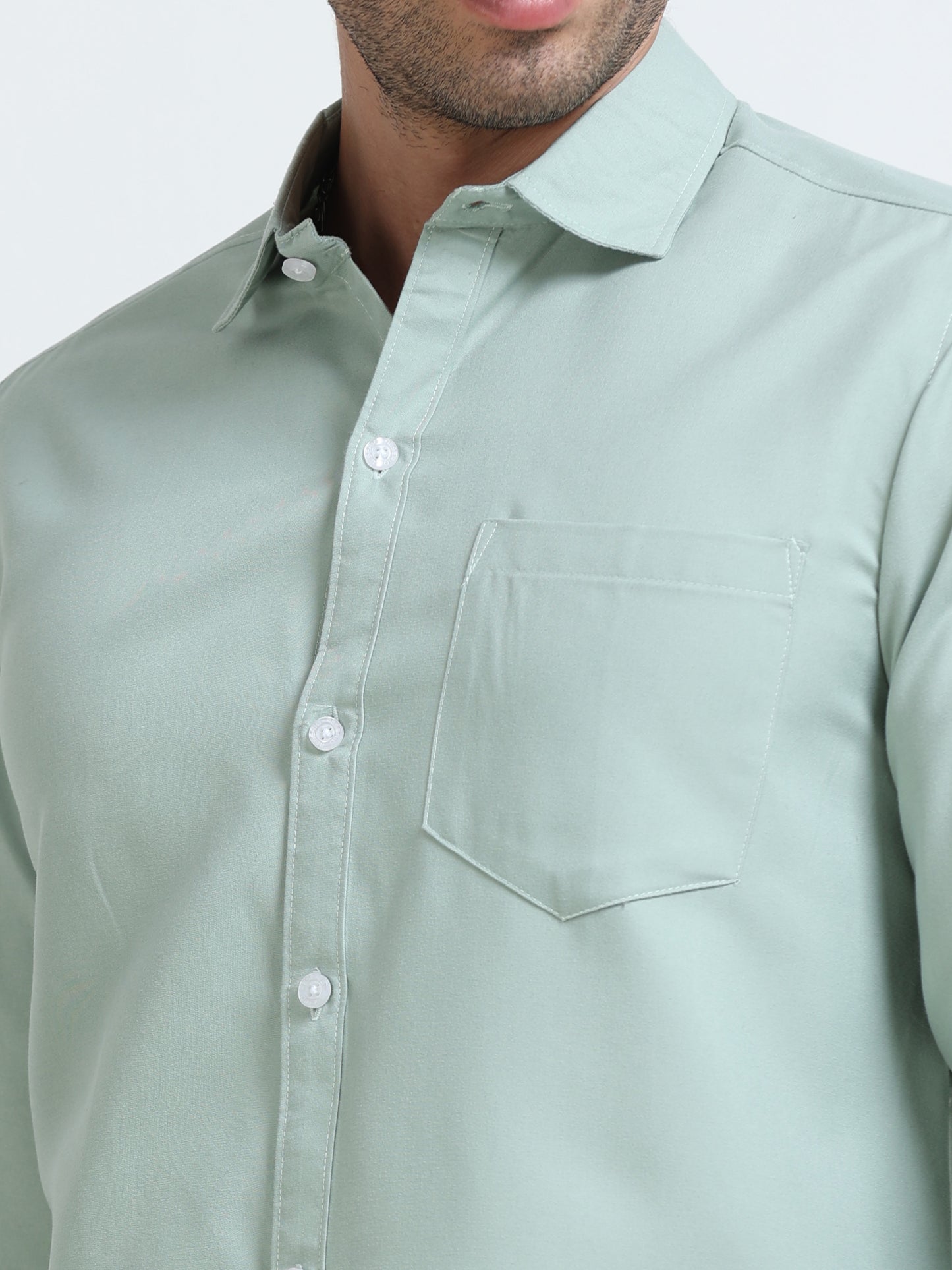 Men’s Premium Light Green Casual Shirt – Modern Fit Lightweight Smart Casual Shirt