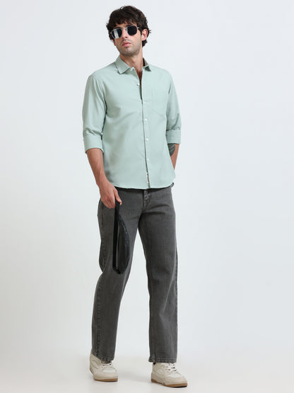 Men’s Premium Light Green Casual Shirt – Modern Fit Lightweight Smart Casual Shirt