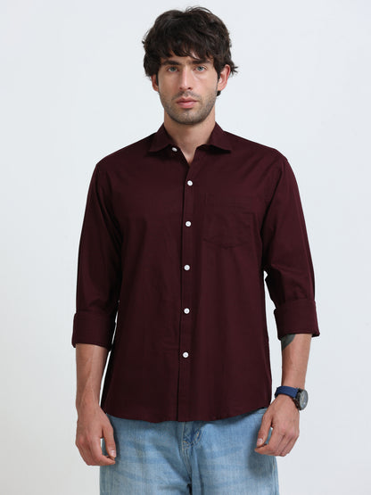 Men’s Premium Maroon Casual Shirt – Modern Fit Lightweight Smart Casual Shirt