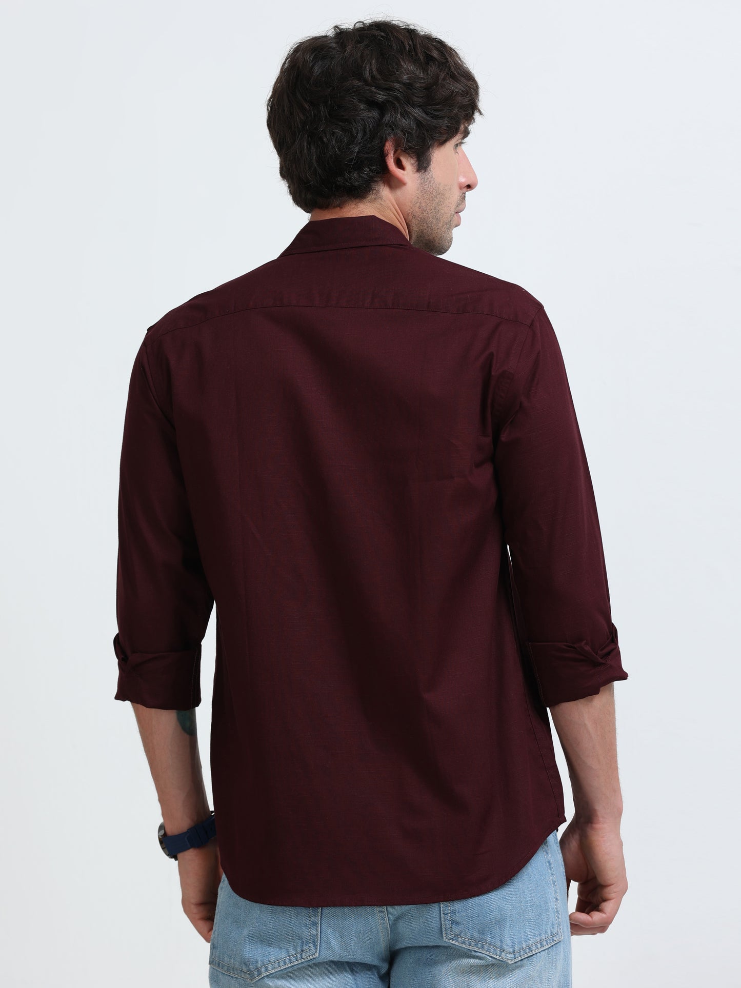 Men’s Premium Maroon Casual Shirt – Modern Fit Lightweight Smart Casual Shirt