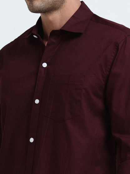 Men’s Premium Maroon Casual Shirt – Modern Fit Lightweight Smart Casual Shirt