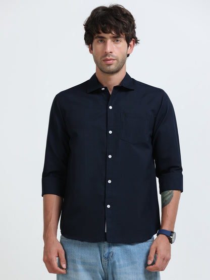 Men’s Premium Navy Blue Casual Shirt – Modern Fit Lightweight Smart Casual Shirt