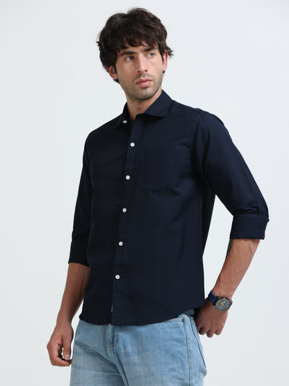 Men’s Premium Navy Blue Casual Shirt – Modern Fit Lightweight Smart Casual Shirt