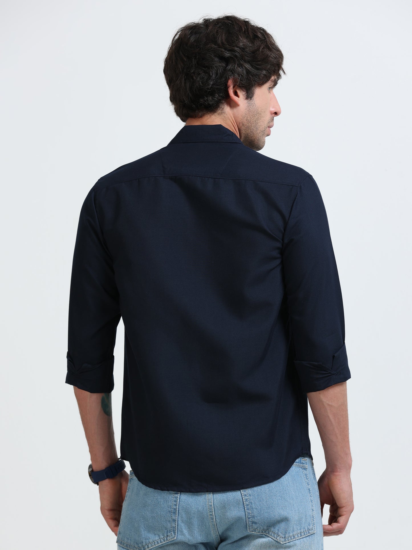 Men’s Premium Navy Blue Casual Shirt – Modern Fit Lightweight Smart Casual Shirt