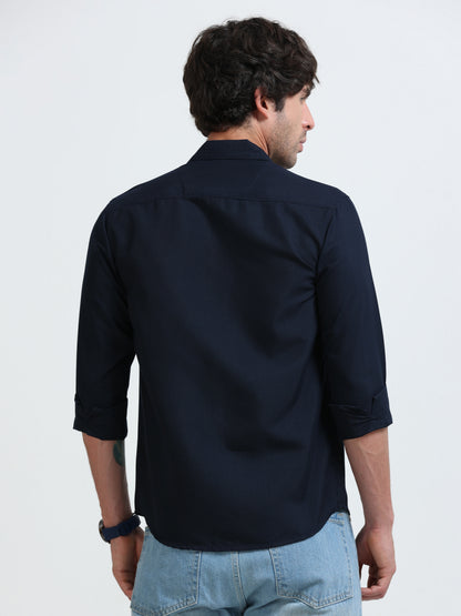 Men’s Premium Navy Blue Casual Shirt – Modern Fit Lightweight Smart Casual Shirt