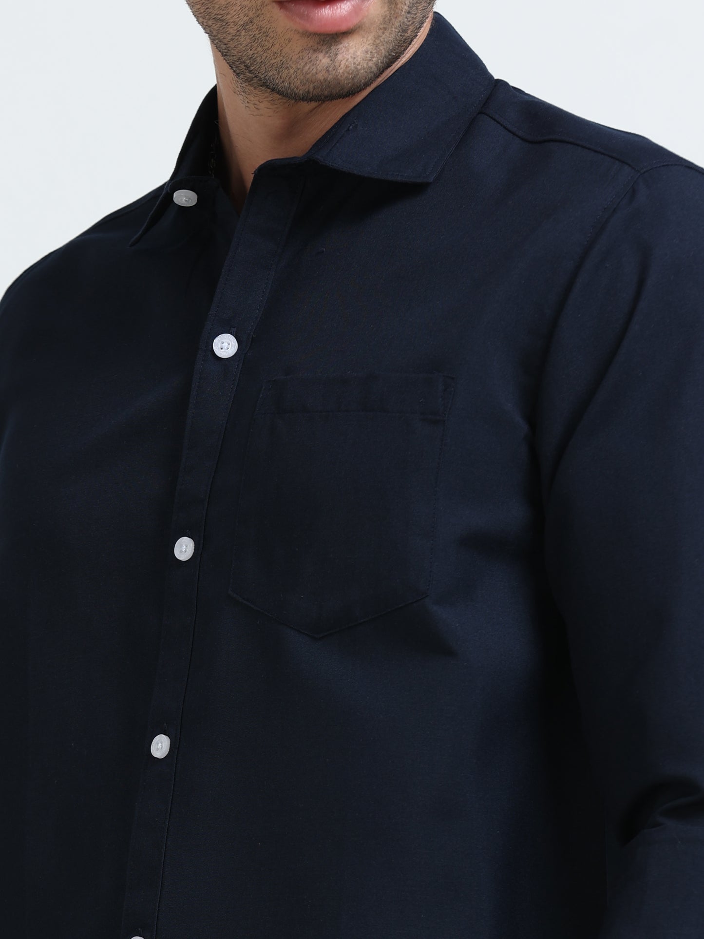 Men’s Premium Navy Blue Casual Shirt – Modern Fit Lightweight Smart Casual Shirt