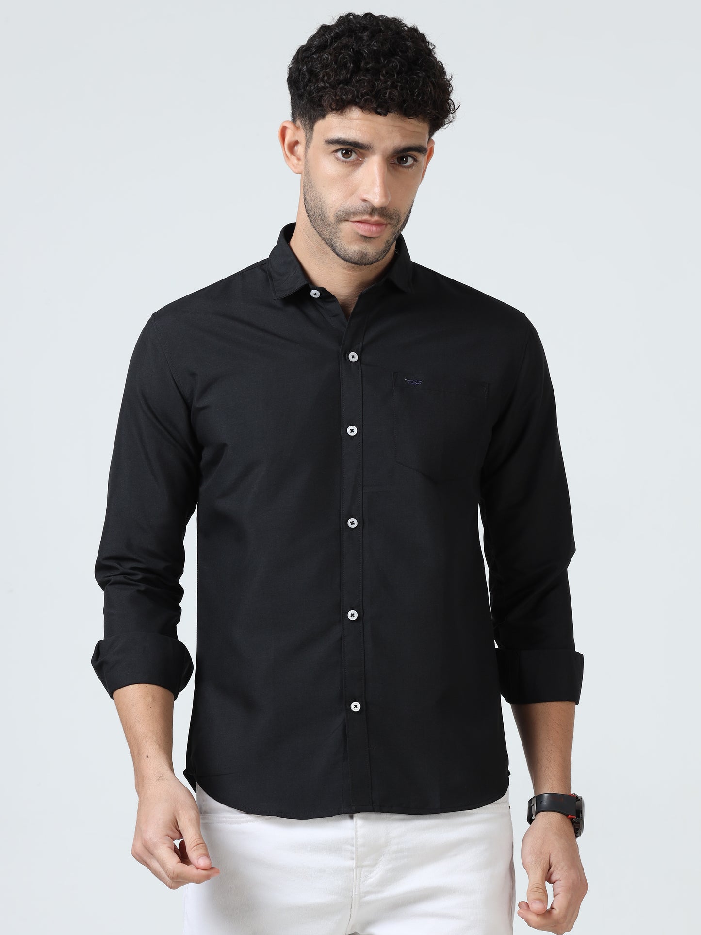 Regular Fit Cotton Black Shirt