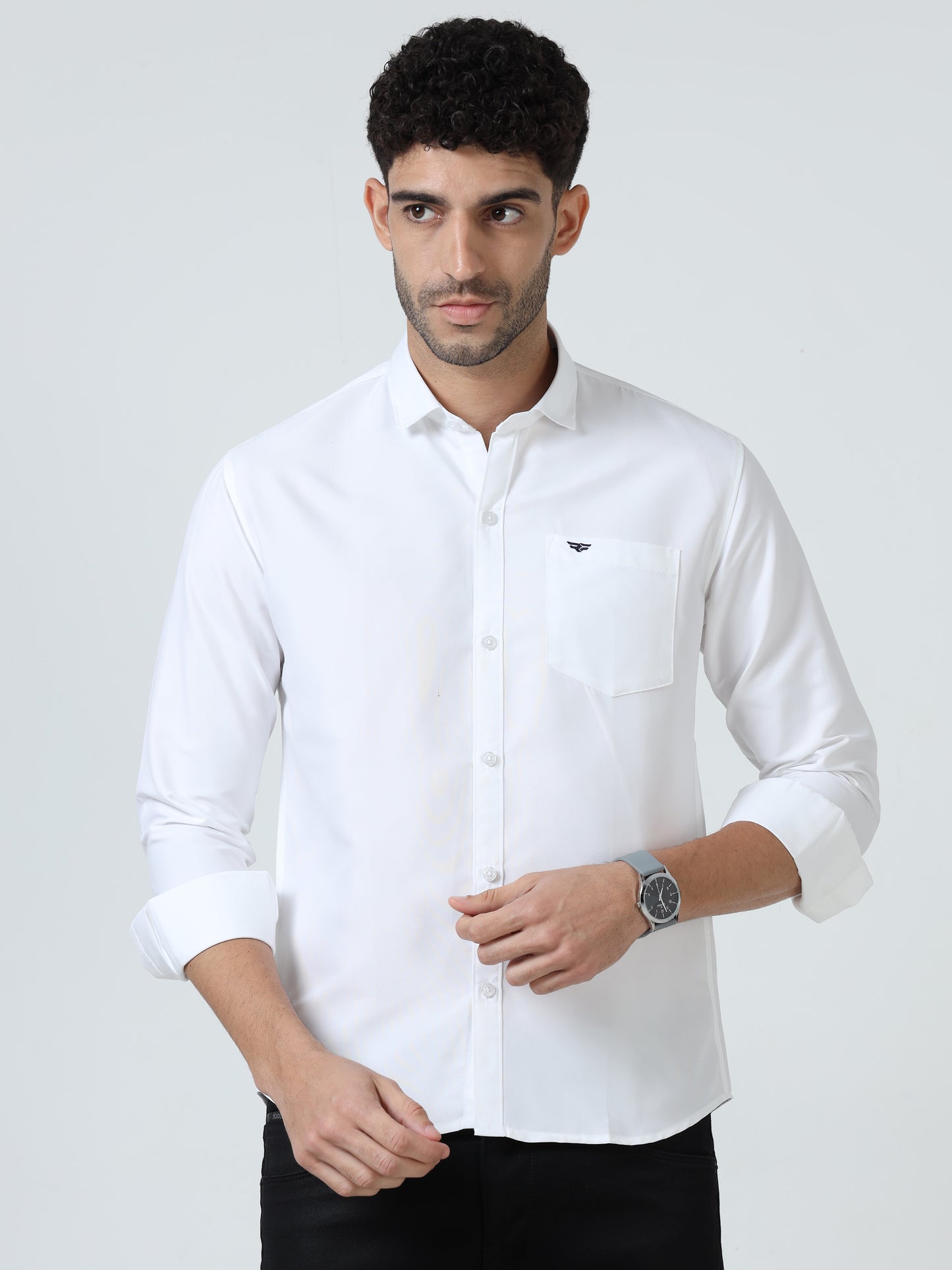Regular Fit Cotton Full White Shirt